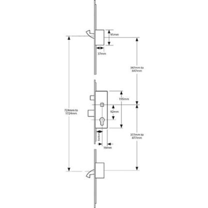 VERSA Latch Deadbolt 2 Hook Split Spindle Timber and Composite Repair Multipoint Door Lock - Image 2