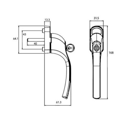 VERSA TBT Locking Window Handle - Image 6
