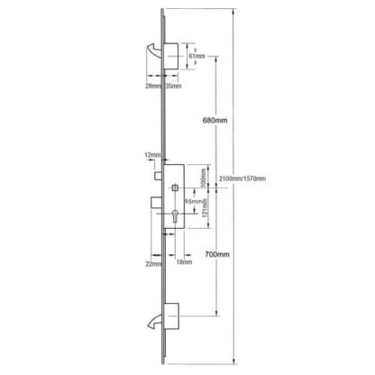 ERA Vectis Mortice Key Latch Deadbolt 2 Hooks Split Spindle Multipoint Door Lock - Image 2