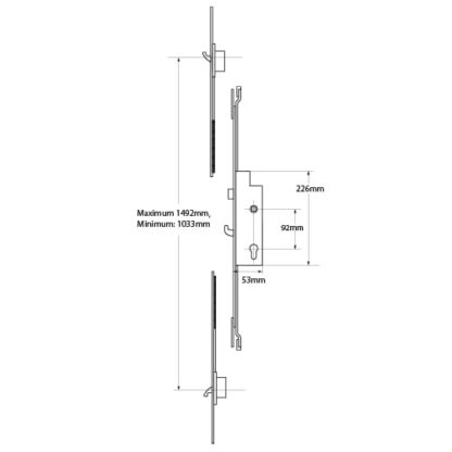 VERSA Lite Latch, 3 Hook, Lift Lever Repair Multipoint Door Lock - Image 2