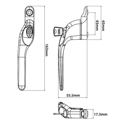 VERSA V-WIN Lite Offset Locking Espag UPVC Window Handles - Image 4