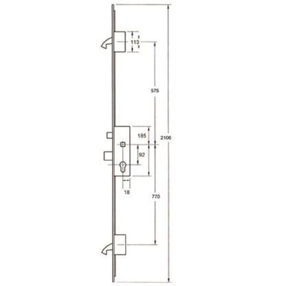 Winkhaus FGTE Latch Deadbolt 2 Hook Multipoint Door Lock - French Door Version (top hook to spindle = 575mm) - Image 2