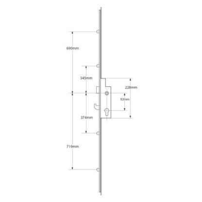 Fullex XL Latch Hook 4 Rollers Split Spindle Multipoint Door Lock - Image 2