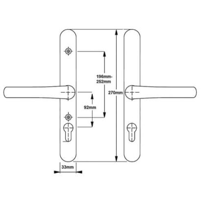 Yale Adjustable Lever Lever UPVC Multipoint Door Handles -  92mm PZ Sprung 196-252mm Screw Centres - Image 6