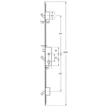 Yale YS170 Latch 3 Hooks Split Spindle Multipoint Door Lock - Image 2