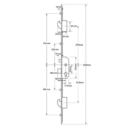 Mila Latch Deadbolt 4 Rollers 2 Hooks Double Spindle Multipoint Door Lock - Image 2