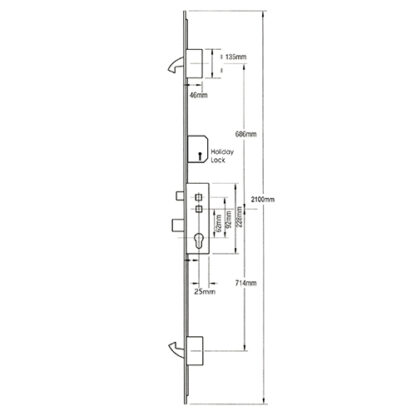 Fullex Crimebeater Latch 3 Deadbolts Flat 44mm White Faceplate Double Spindle Multipoint Door Lock - Holiday Lock - Image 2