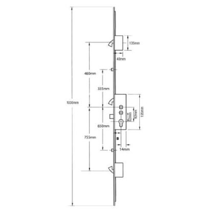 Yale G2000 Latch 3 Hooks and 2 Rollers Multipoint Door Lock - Image 2