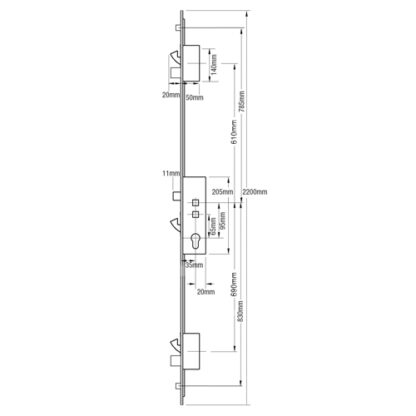 Millenco Mantis 2 Latch 3 Hooks 2 Deadbolts 2 Rollers Double Spindle Multipoint Door Lock - Image 7