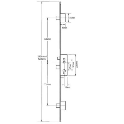 Fullex Crimebeater Latch 3 Deadbolts Double Spindle Multipoint Door Lock - 20mm Faceplate - Image 2