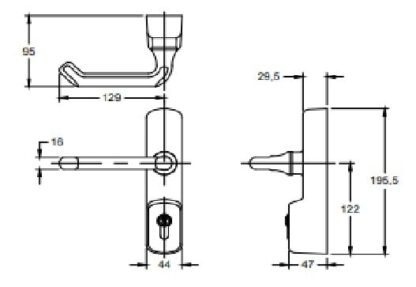 Exidor 500 Series Outside Access Device - Lever Handle with Euro Cylinder - For UPVC Doors - Image 4