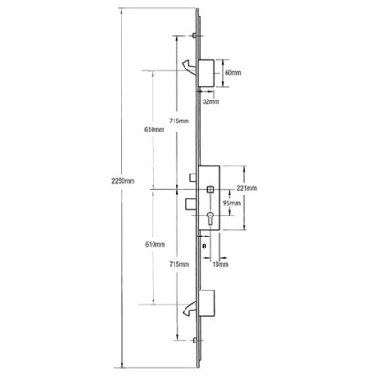 ERA Vectis Latch Deadbolt 2 Rollers 2 Hooks Split Spindle Multipoint Door Lock - Option 1 - Image 2