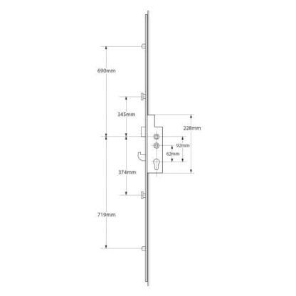 Fullex XL Latch Hook 2 Rollers 2 Mushrooms Lift Lever or Double Spindle Multipoint Door Lock - Image 10