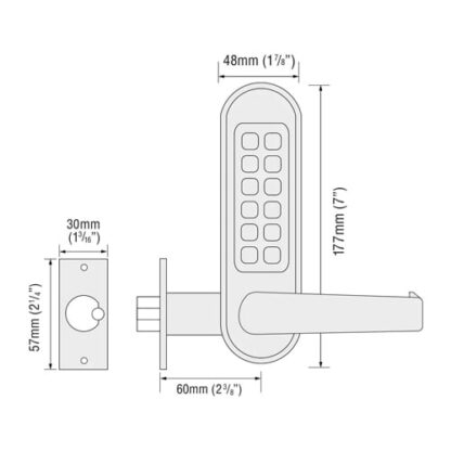 Codelocks CL510 & CL515 Marine Tubular Mortice Latch (LEAD TIME: 2-3 DAYS) - Image 2