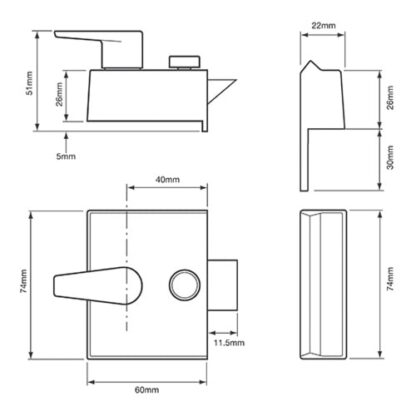 Union 1027 Non Deadlocking Nightlatch (case only) - Image 2