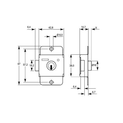 Lowe & Fletcher 2303 Locker Lock Latch Bolt - Face Fix - Image 2