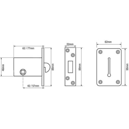 (Ex Century) Willenhall 3000 Locking Mortice Hookbolt - Image 2