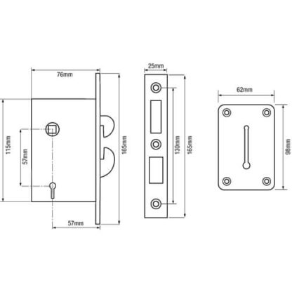 (Ex Century) Willenhall 3500 Locking Mortice Hookbolt - Image 2