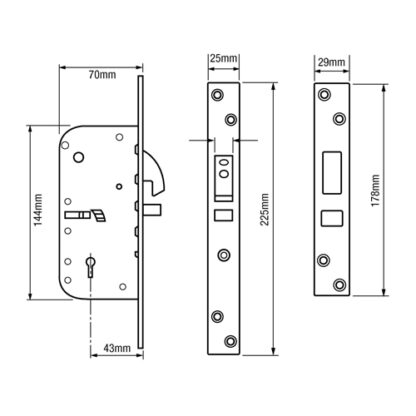 (Ex Chubb) Union 3M50 Non British Standard 5 Lever Mortice Hookbolt Deadlock - Image 2
