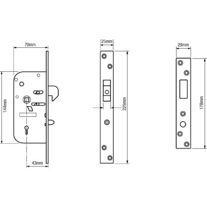 (Ex Chubb) Union 3M51 Non British Standard 5 Lever Mortice Hookbolt Deadlock - Image 2