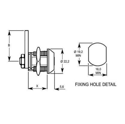Lowe & Fletcher 4314 Conicle Face Nut Fix 30mm Body Radial Pin Tumbler Camlock - Image 2