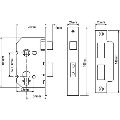 Briton 5220 Dual Profile Mortice Sashlock - Image 2