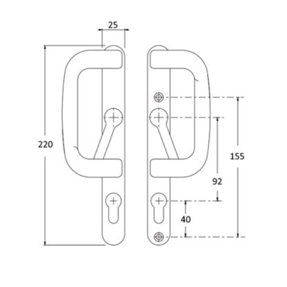 Paddock Handle Set for Patio Doors - Chrome - Image 2