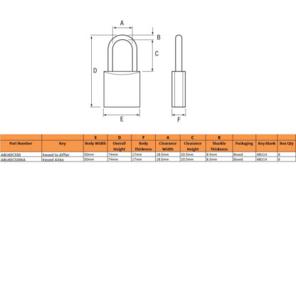 Abus 65 Series 50mm Close Shackle Brass Padlock - Image 2