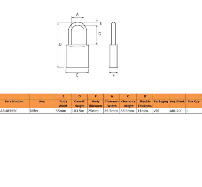 Abus 83 Series Rock Open Shackle Weatherproof Padlock - Image 2