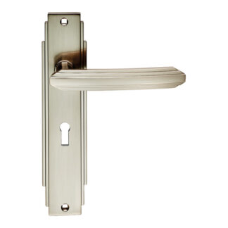 Carlisle Brass ADR011SN Art Deco Lever on Lock Backplate (LEAD TIME: 2-3 DAYS)