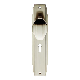 Carlisle Brass ADR021SN Art Deco Knob on Lock Backplate (LEAD TIME: 2-3 DAYS)