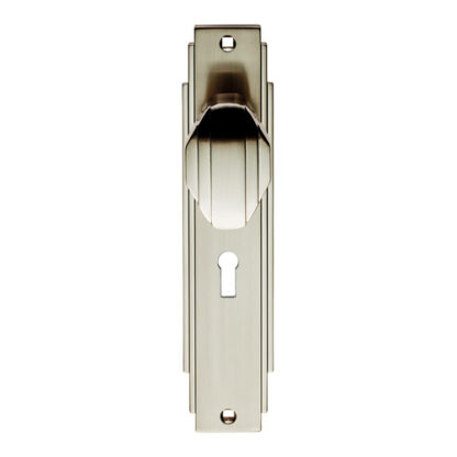 Carlisle Brass ADR021SN Art Deco Knob on Lock Backplate (LEAD TIME: 2-3 DAYS)