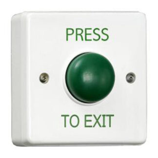 CQR AEB17 Surface Mounted Plastic Green Dome Button - Legend "Press To Exit" (LEAD TIME: 2-3 DAYS)