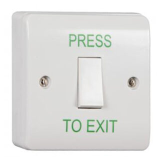 CQR AEB1NR Surface Mounted Plastic Exit Switch - Legend "Press To Exit" - White (LEAD TIME: 2-3 DAYS)
