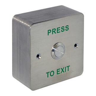 CQR AEB23 Surface Mounted Exit Button Normally Open - Legend "Press To Exit" - Stainless Steel (LEAD TIME: 2-3 DAYS)