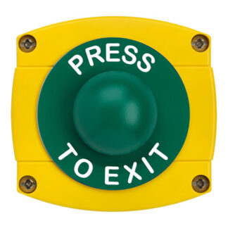 CQR AEB41 IP66 Yellow/Green Surface Box With Momentary Green Dome - Legend "Press To Exit" (LEAD TIME: 2-3 DAYS)