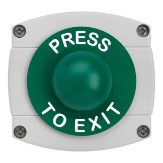 CQR AEB44 IP66 Grey/Green Surface Box With Momentary Green Dome - Legend "Press To Exit" (LEAD TIME: 2-3 DAYS)