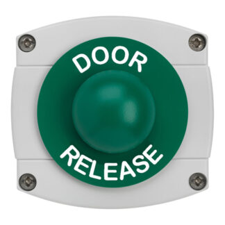 CQR AEB46 IP66 Grey/Green Surface Box With Momentary Green Dome - Legend "Door Release" (LEAD TIME: 2-3 DAYS)