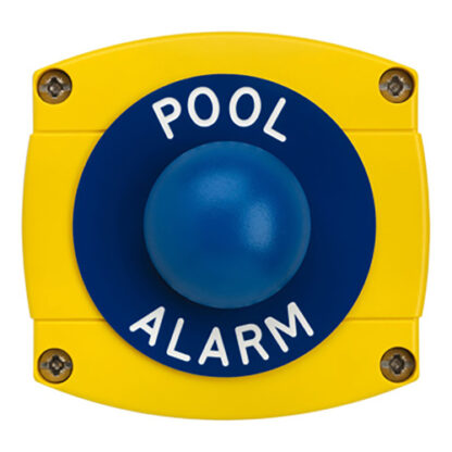 CQR AEB47 IP66 Yellow/Blue Surface Box With Momentary Blue Dome - Legend "Pool Alarm" (LEAD TIME: 2-3 DAYS)