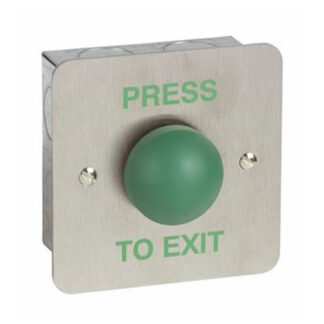 CQR AEB6 Flush Request To Exit Green Dome Button - Legend "Press To Exit" - Stainless Steel (LEAD TIME: 2-3 DAYS)