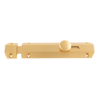 Carlisle Brass AQ82SB CARLISLE BRASS 152 x 36mm surface bolt c/w keep flat & angled mortice keeps - satin brass  (LEAD TIME: 2-3 DAYS)