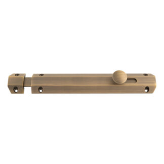 Carlisle Brass AQ83AB CARLISLE BRASS 203 x 36mm surface bolt c/w keep flat & angled mortice keeps - satin brass  (LEAD TIME: 2-3 DAYS)