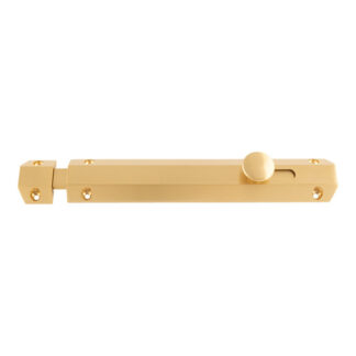 Carlisle Brass AQ83SB CARLISLE BRASS 203 x 36mm surface bolt c/w keep flat & angled mortice keeps - satin brass  (LEAD TIME: 2-3 DAYS)