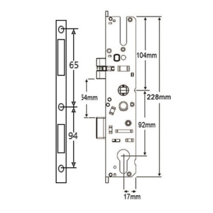 Aubi Latch & Deadbolt Multipoint Gearbox - Lift Lever - Image 2