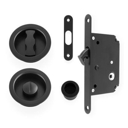 Alexander & Wilks AW110RBL Radius Sliding Door Lock Set - Black (LEAD TIME: 2-3 DAYS)