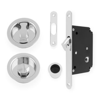 Alexander & Wilks AW110RPC Radius Sliding Door Lock Set - Polished Chrome (LEAD TIME: 2-3 DAYS)