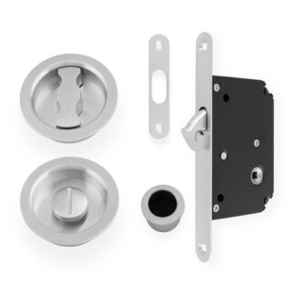 Alexander & Wilks AW110RSC Radius Sliding Door Lock Set - Satin Chrome (LEAD TIME: 2-3 DAYS)
