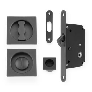 Alexander & Wilks AW111RDBZPVD Sliding Door Lock Set - Square Roses - Radius Forend & Strike-Dark Bronze PVD (LEAD TIME: 2-3 DAYS)