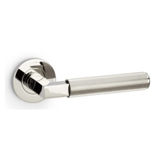 Alexander & Wilks AW202PNPVD Hurricane Reeded Lever on Round Rose - Polished Nickel PVD (LEAD TIME: 2-3 DAYS)