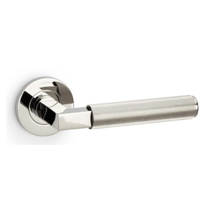 Alexander & Wilks AW202PNPVD Hurricane Reeded Lever on Round Rose - Polished Nickel PVD (LEAD TIME: 2-3 DAYS)